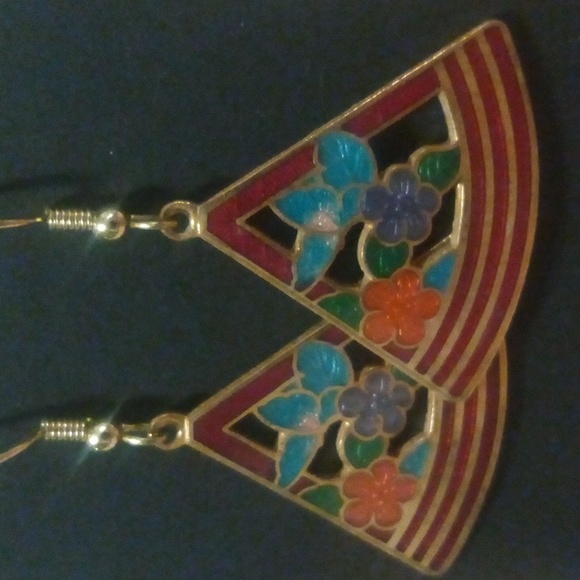 Vintage 80's gold drop earring costume - Picture 3 of 3